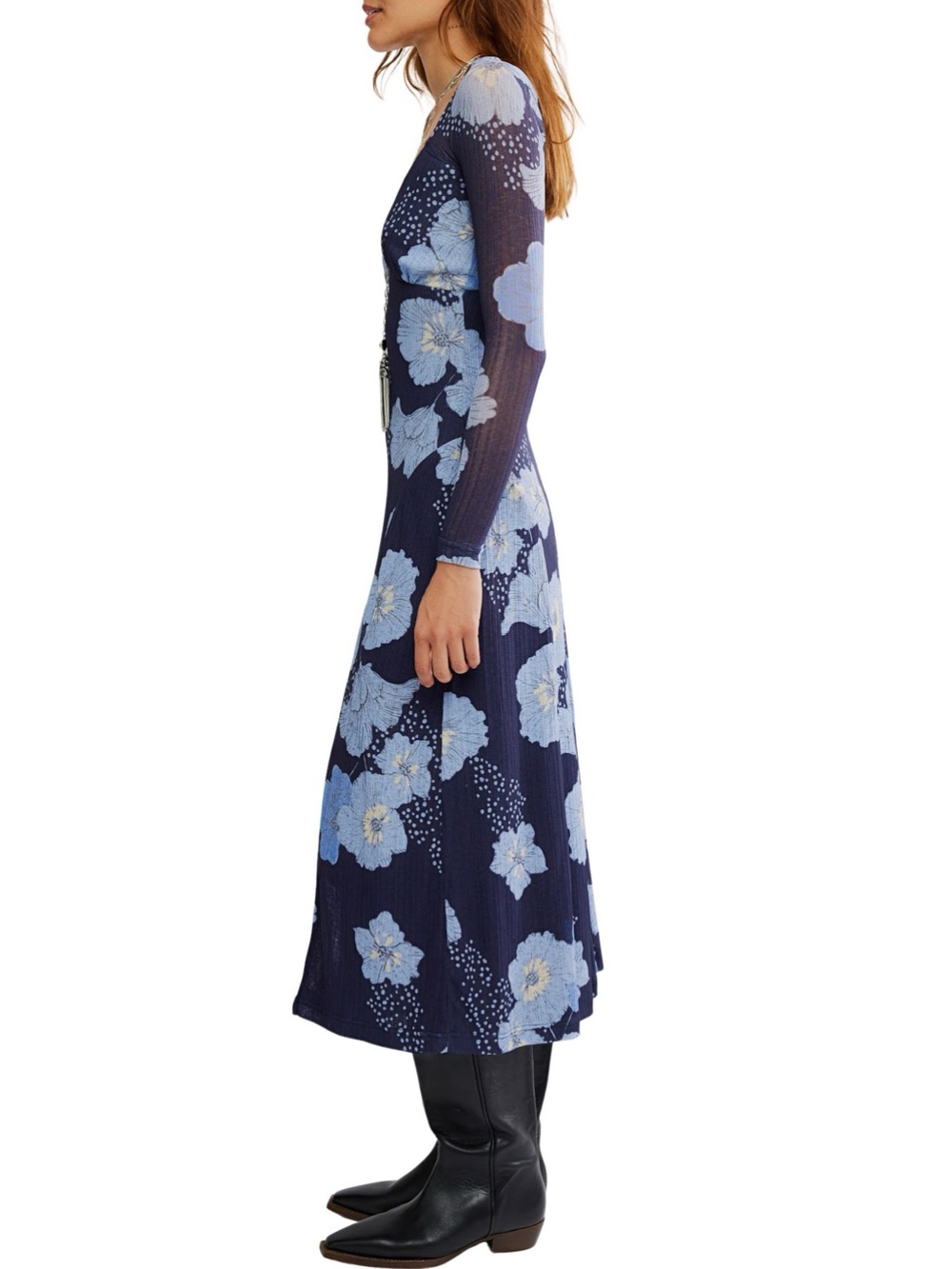 NEW Free People Calla Floral Long Sleeve Knit Midi Dress S - Picture 13 of 13